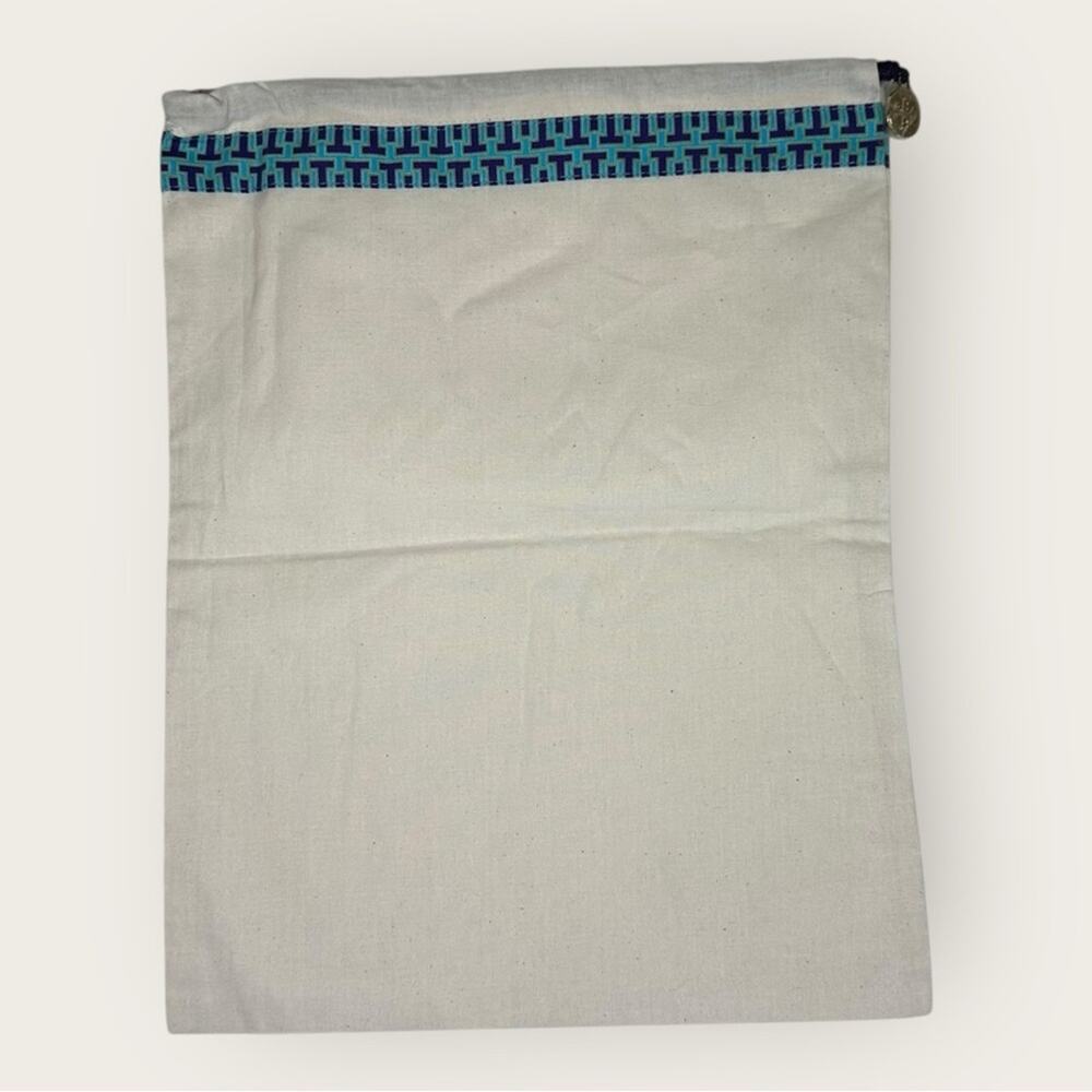 Tory Burch | Dust Bag with Blue Embroidery and Logo Charm | 15"x12.5" Inch